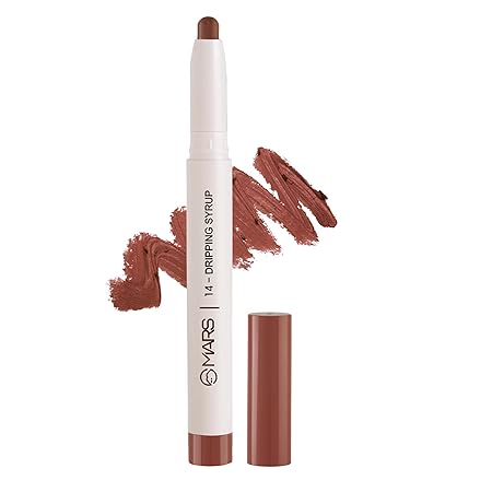 MARS Retractable Poppins Long Lasting Lip Crayon | Matte Finish | Smudge Proof & Kiss Proof Crayon Lipstick for Women (1.3 gm)