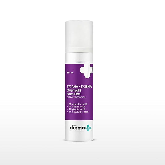 The Derma Co 7% AHA + 1% BHA Overnight Face Peel With Glycolic