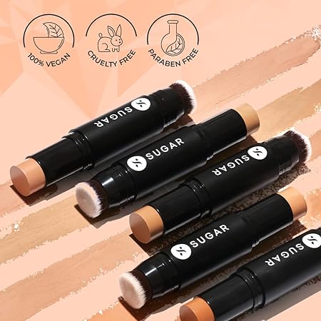 SUGAR Cosmetics Ace Of Face Foundation Stick with In-Built Brush | Lasts 24hrs | 12gm