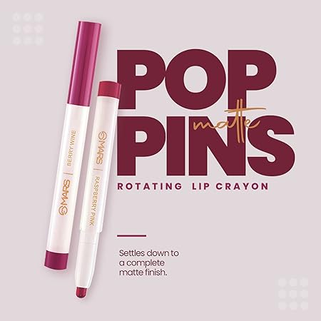 MARS Retractable Poppins Long Lasting Lip Crayon | Matte Finish | Smudge Proof & Kiss Proof Crayon Lipstick for Women (1.3 gm)