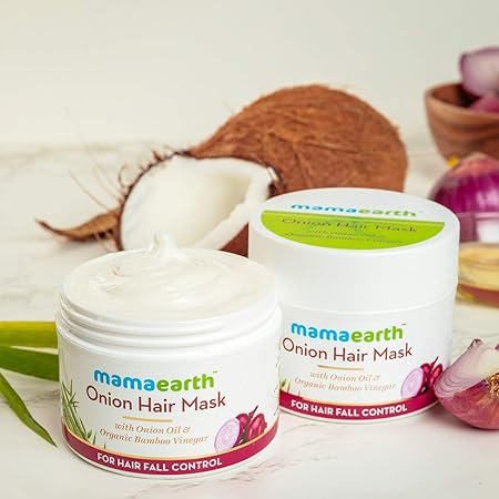 Mamaearth Onion Hair Mask for Men and Women 200ml - With Onion Oil & Organic Bamboo Vinegar