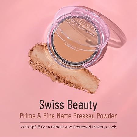 Swiss Beauty Prime & Fine Matte Pressed Powder For All Skin Shade- Very Natural, 8g