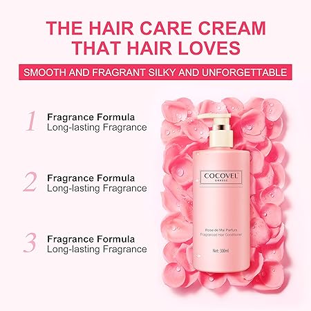 COCOVEL Rose De Mai Parfum Fragranced Hair Conditioner With Rose Flower Extract, Healthy Moisturised Shiny Hair, 300ML