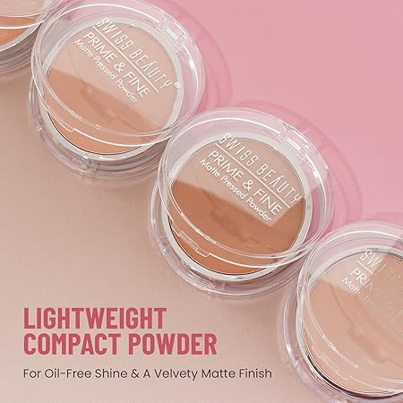 Swiss Beauty Prime & Fine Matte Pressed Powder For All Skin Shade- Very Natural, 8g