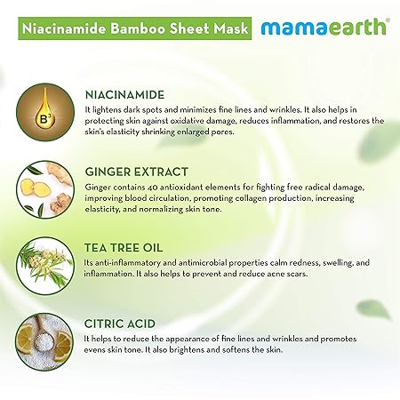 Mamaearth Niacinamide Bamboo sheet mask- pack of 2