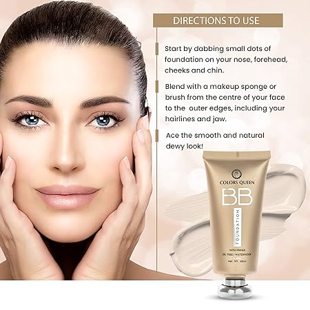 Colors Queen BB Liquid Foundation with Primer – 01 Ivory, 60ml