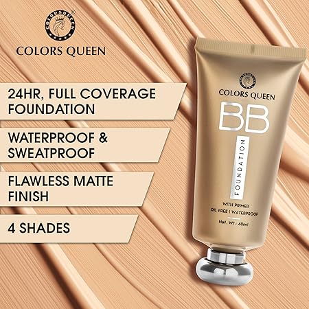 Colors Queen BB Liquid Foundation with Primer – 01 Ivory, 60ml