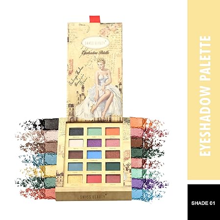 Swiss Beauty 15 Color Eyeshadow Palette, Eye Makeup, Multicolor-1, 16G