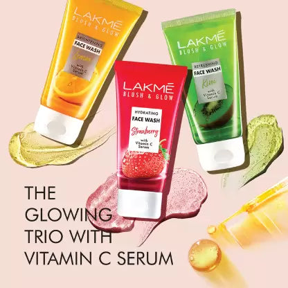 Lakmé Blush & Glow Gel - Strawberry, Kiwi, Lemon Face Wash  (450 g) COMBO