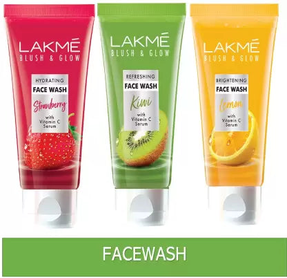 Lakmé Blush & Glow Gel - Strawberry, Kiwi, Lemon Face Wash  (450 g) COMBO